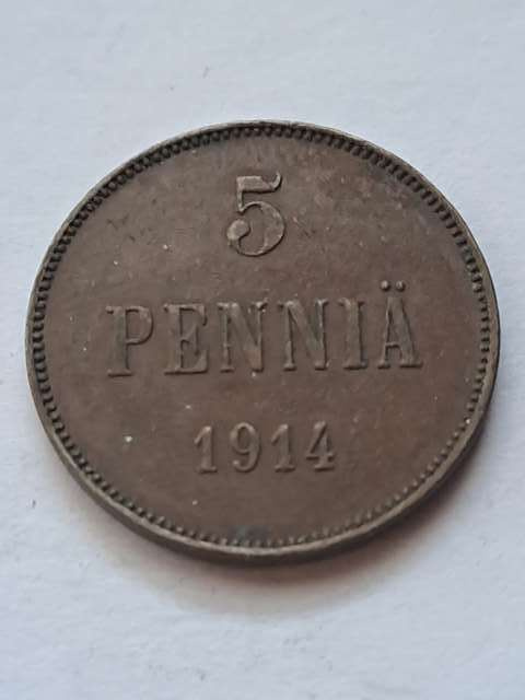 Finlandia 5 Pennia Mikołaj II 1914 r