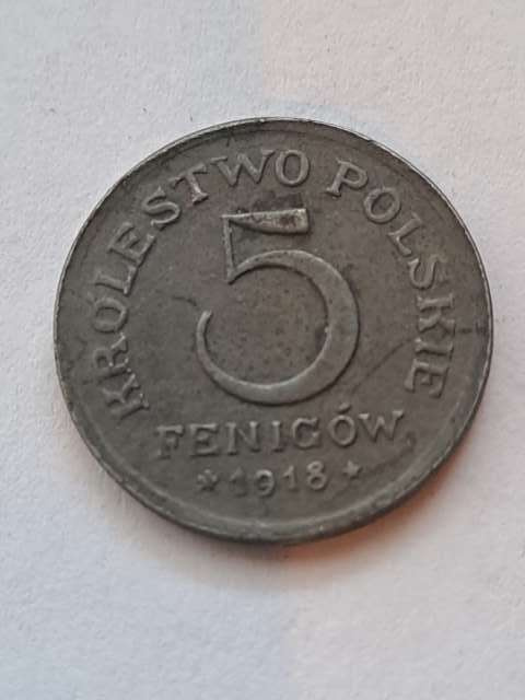 Królestwo Polskie 5 Fenigów 1918 r