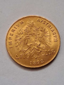 Austria 4 Floreny /10 Franków 1892 r nowe bicie