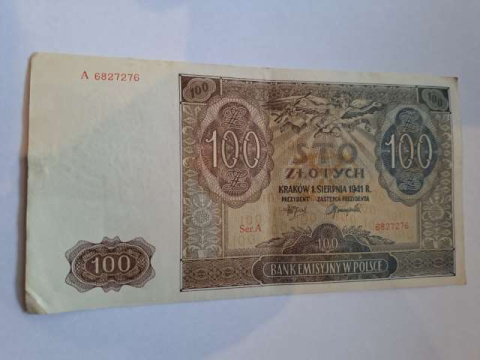 Banknot 100 zł 1941 r seria A