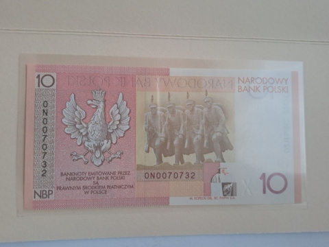 Banknot 10 zł Niepodległość 2008 r stan UNC