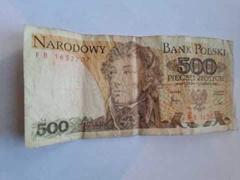 Banknot 500 zł Tadeusz Kościuszko 1982 r seria FB