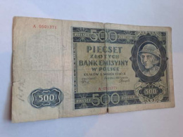 Banknot 500 złotych 1940 r seria A