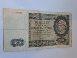 Banknot 500 złotych 1940 r seria A