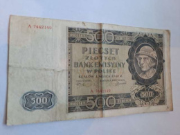 Banknot 500 złotych 1940 r seria A