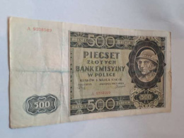 Banknot 500 złotych 1940 r seria A