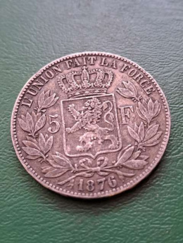 Belgia 5 Franków Leopold II 1876 r