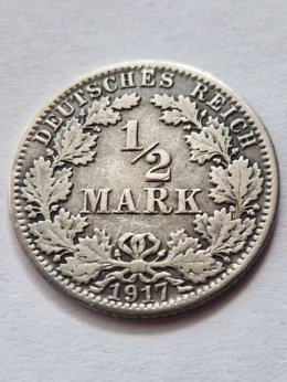 Niemcy 1/2 Marki Wilhelm II 1917 r A