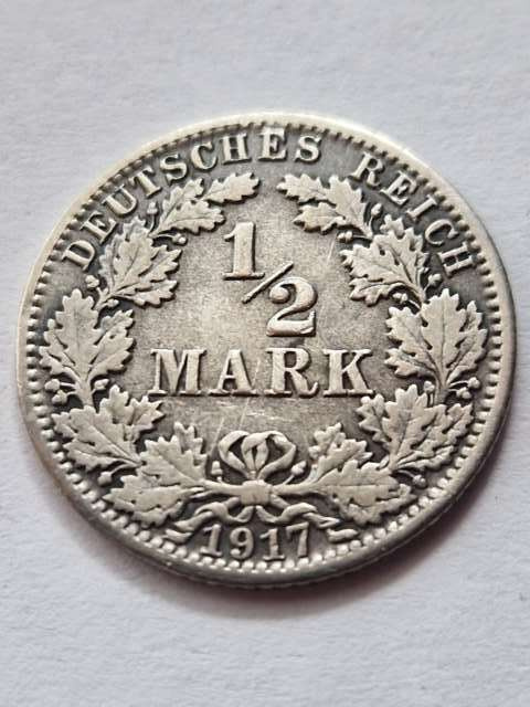 Niemcy 1/2 Marki Wilhelm II 1917 r A