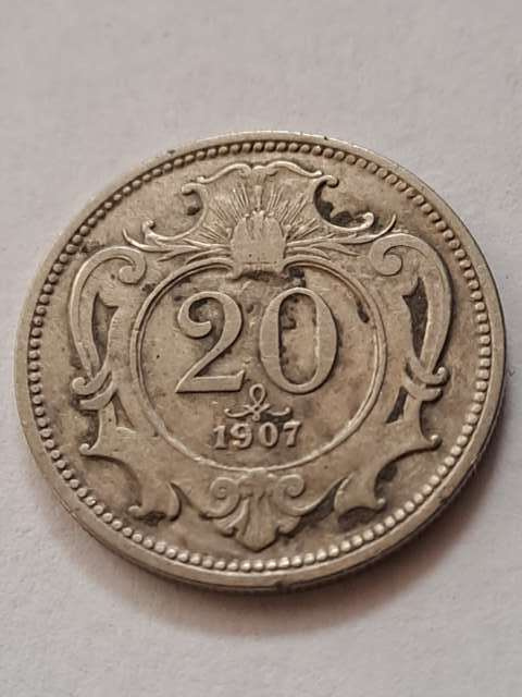 Austria 20 halerzy Franciszek Józef I 1907 r