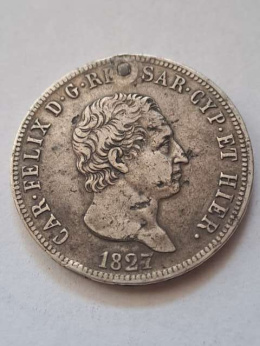 Sardynia 5 Lirów Karol Feliks 1827 r