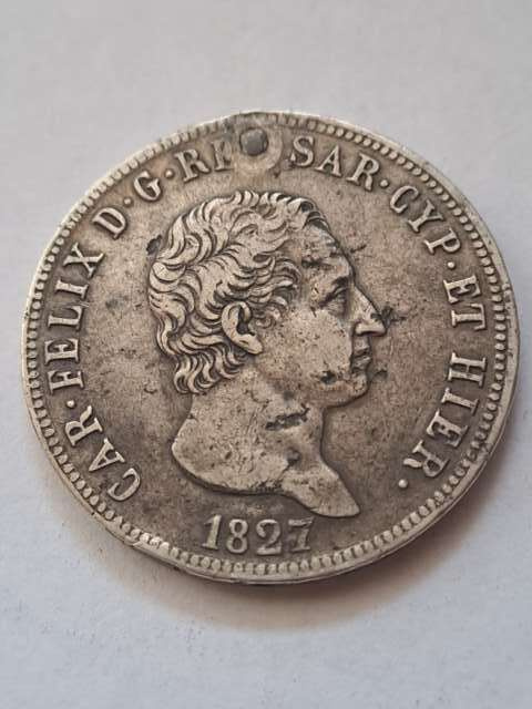 Sardynia 5 Lirów Karol Feliks 1827 r