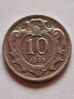 Austria 10 halerzy Franciszek Józef I 1909 r
