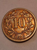 Austria 10 halerzy Franciszek Józef I 1916 r