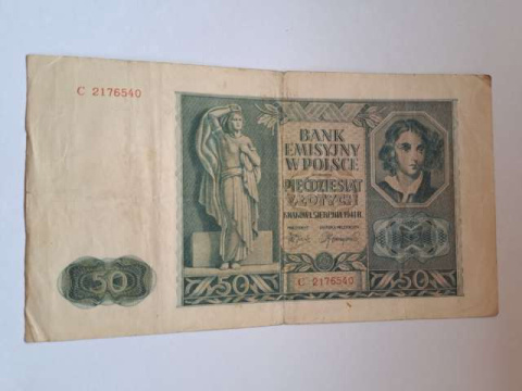 Banknot 50 złotych 1941 r seria C