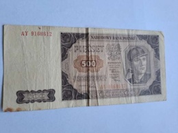 Banknot 500 zł 1948 r seria AY