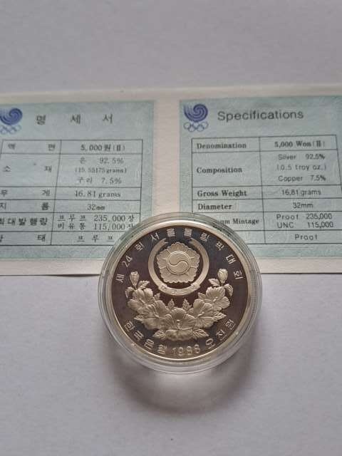Korea 5000 Won Olimpiada Seul 1988 r
