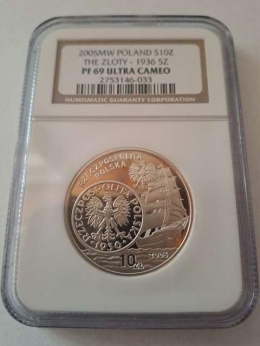 10 zł Dzieje Złotego Żaglowiec 2005 r NGC PF 69
