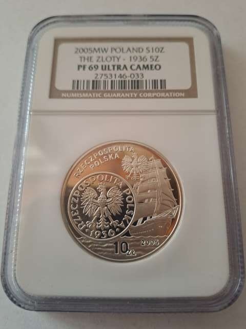 10 zł Dzieje Złotego Żaglowiec 2005 r NGC PF 69