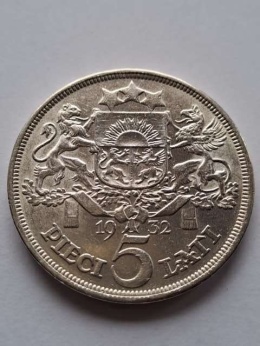 Łotwa 5 Łatów 1932 r