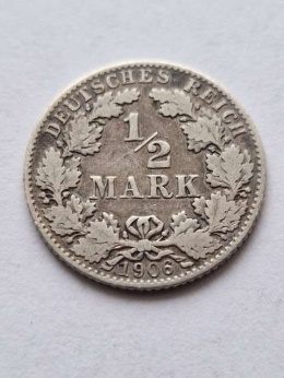 Niemcy 1/2 Marki Wilhelm II 1906 r D