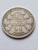 Niemcy 1/2 Marki Wilhelm II 1905 r A