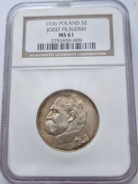 5 zł Józef Piłsudski 1936 r NGC MS 61