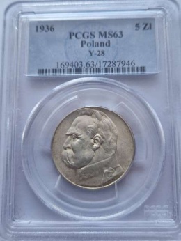 5 zł Józef Piłsudski 1936 r NGC MS 63