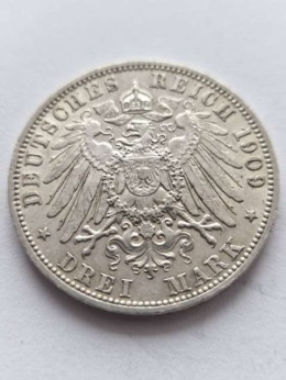 Niemcy 3 Marki Wilhelm II Prusy 1909 r