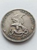 Niemcy 3 Marki Wilhelm II Prusy 1913 r