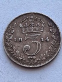 Wielka Brytania 3 pensy Jerzy V 1914 r